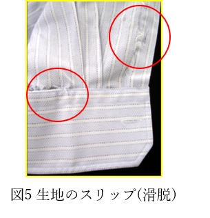 図5 生地のスリップ（滑脱）