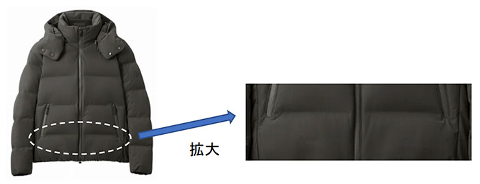 図15.ステッチのない接着仕様ダウンジャケットの一例